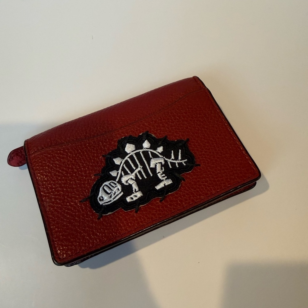 Coach Red Pebbled Leather Envelope Card Holder Keychain – Custom Patch - Picture 3 of 8